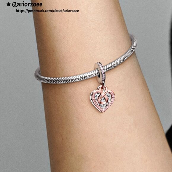 Pandora Two-tone Infinity Heart Double Dangle Charm|Two-tone - Picture 2 of 2